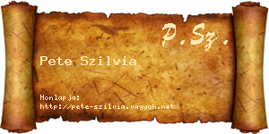 Pete Szilvia névjegykártya
